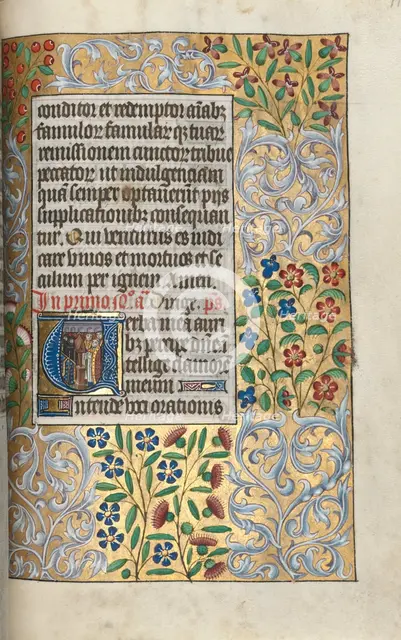Book of Hours (Use of Rouen): fol. 110r, Mass for the Dead in Initial, c. 1470. Creator: Master of the Geneva Latini (French, active Rouen, 1460-80).