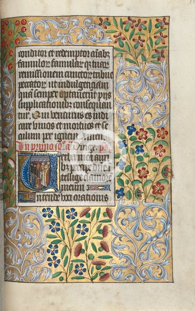 Book of Hours (Use of Rouen): fol. 110r, Mass for the Dead in Initial, c. 1470. Creator: Master of the Geneva Latini (French, active Rouen, 1460-80).