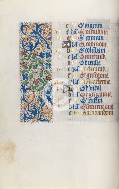 Book of Hours (Use of Rouen): fol. 11v, c. 1470. Creator: Master of the Geneva Latini (French, active Rouen, 1460-80).