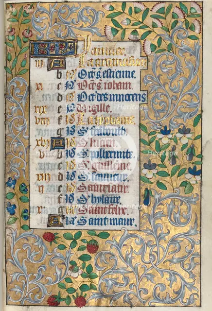 Book of Hours (Use of Rouen): fol. 1r, Elaborate Foliated Border, c. 1470. Creator: Master of the Geneva Latini (French, active Rouen, 1460-80).