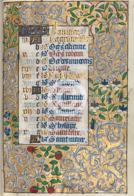 Book of Hours (Use of Rouen): fol. 1r, Elaborate Foliated Border, c. 1470. Creator: Master of the Geneva Latini (French, active Rouen, 1460-80).