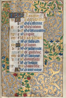 Book of Hours (Use of Rouen): fol. 1r, Elaborate Foliated Border, c. 1470. Creator: Master of the Geneva Latini (French, active Rouen, 1460-80)