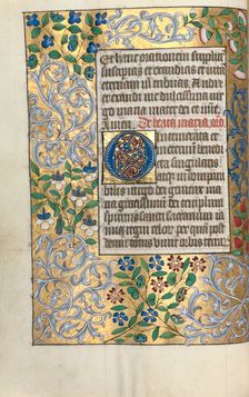 Book of Hours (Use of Rouen): fol. 22v, Large Initial O with Elaborate Border, c. 1470. Creator: Master of the Geneva Latini (French, active Rouen, 1460-80)