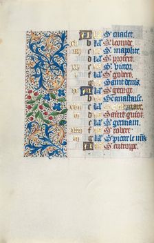 Book of Hours (Use of Rouen): fol. 4v, c. 1470. Creator: Master of the Geneva Latini (French, active Rouen, 1460-80)