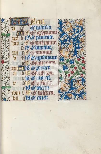 Book of Hours (Use of Rouen): fol. 4r, c. 1470. Creator: Master of the Geneva Latini (French, active Rouen, 1460-80).