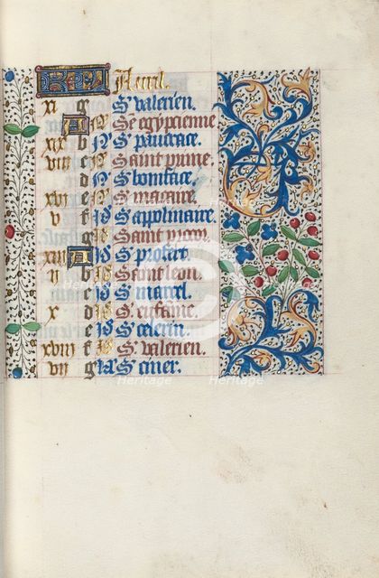 Book of Hours (Use of Rouen): fol. 4r, c. 1470. Creator: Master of the Geneva Latini (French, active Rouen, 1460-80).