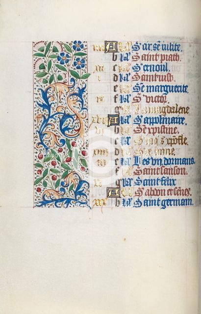 Book of Hours (Use of Rouen): fol. 7v, c. 1470. Creator: Master of the Geneva Latini (French, active Rouen, 1460-80).