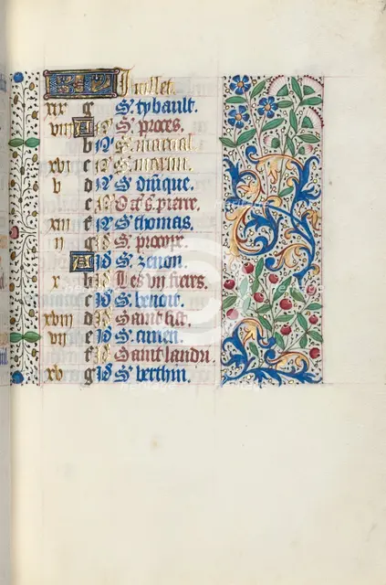 Book of Hours (Use of Rouen): fol. 7r, c. 1470. Creator: Master of the Geneva Latini (French, active Rouen, 1460-80).