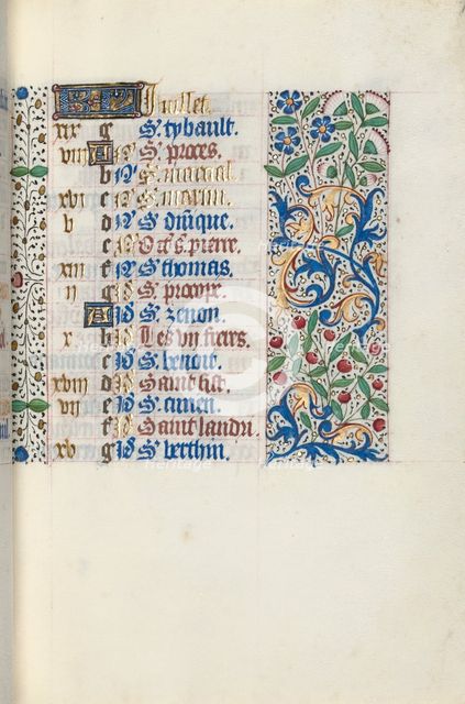 Book of Hours (Use of Rouen): fol. 7r, c. 1470. Creator: Master of the Geneva Latini (French, active Rouen, 1460-80).