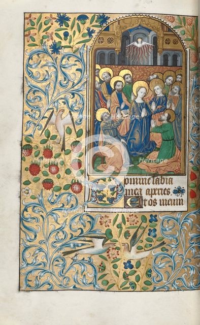 Book of Hours (Use of Rouen): fol. 99v, Pentecost, c. 1470. Creator: Master of the Geneva Latini (French, active Rouen, 1460-80).