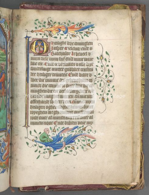 Book of Hours (Use of Utrecht): fol. 222r, Initial with Three Kings, c. 1460-1465. Creator: Master of Gijsbrecht van Brederode (Netherlandish); Master of the Boston City of God (Netherlandish).