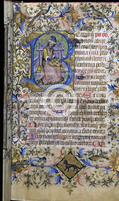 Book of Hours, manuscript c. 1444, detail of the writing of a page.