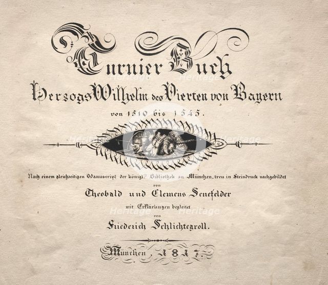 Book on Tournaments: Title Page, 1817. Creator: Theobald Senefelder (German, 1777-1846); Clemens Senefelder (German, 1778-1813), and.