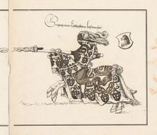 Book on Tournaments: Jouster Facing Left, 1817. Creator: Theobald Senefelder (German, 1777-1846); Clemens Senefelder (German, 1778-1813), and