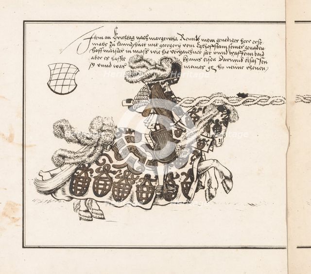 Book on Tournaments: Jouster Facing Right, 1817. Creator: Theobald Senefelder (German, 1777-1846); Clemens Senefelder (German, 1778-1813), and.