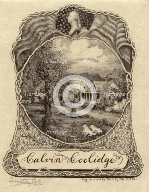Book plate for Calvin Coolidge, c1900-1931. Creator: Timothy Cole.