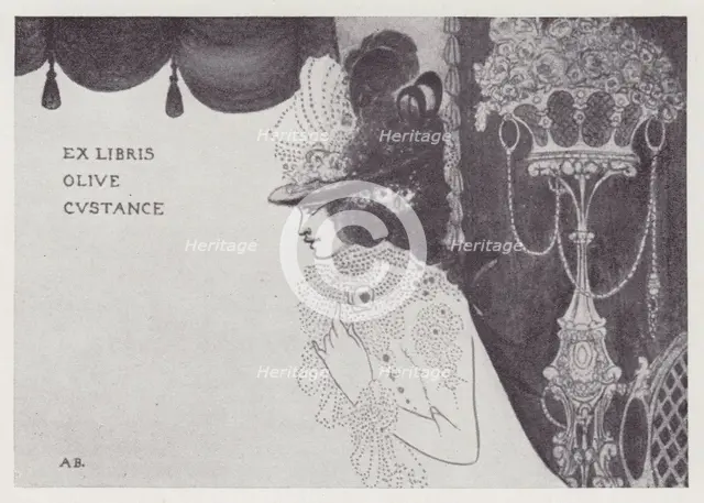Book-Plate of Olive Custance (Lady Alfred Douglas), 1897. Creator: Aubrey Beardsley.