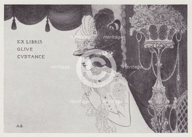 Book-Plate of Olive Custance (Lady Alfred Douglas), 1897. Creator: Aubrey Beardsley.