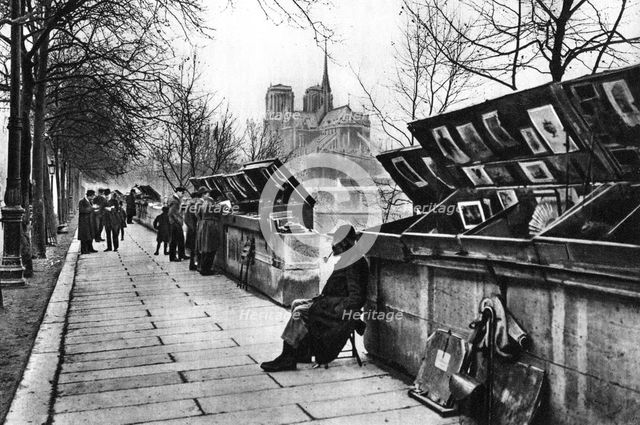Book stalls along the quays, Paris, 1931.Artist: Ernest Flammarion