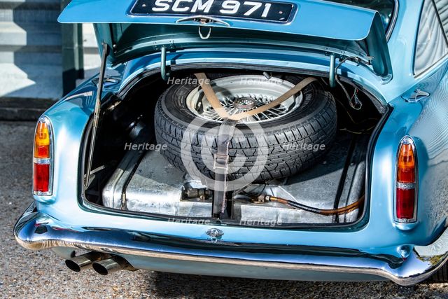 Boot and spare wheel of a 1961 Aston Martin DB4 GT SWB lightweight. Creator: Unknown.
