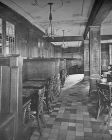 Booths in the third floor tea room, Frank G Shattuck Co offices, Boston, Massachusetts, 1923