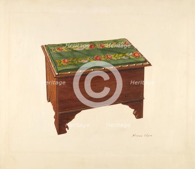 Bootjack with Needlepoint Top, c. 1940. Creator: Richard Taylor.