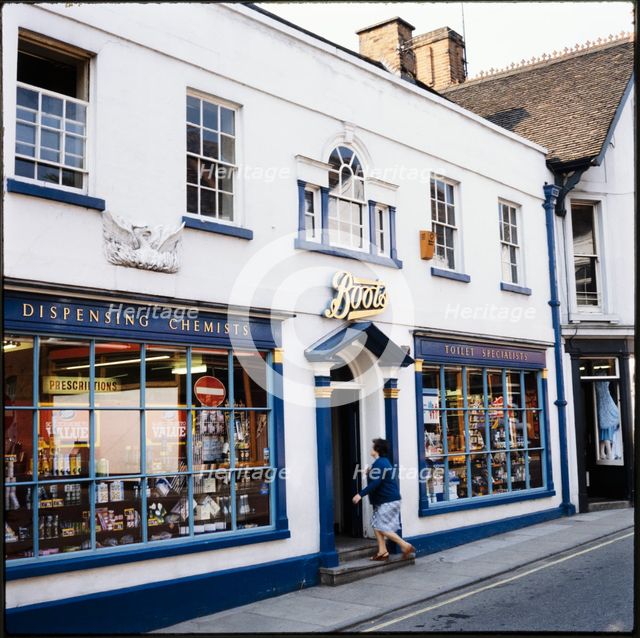 Boots Dispensing Chemists, Thoroughfare, Woodbridge, East Suffolk, Suffolk, 1970s-2000s. Creator: Nicholas Anthony John Philpot.