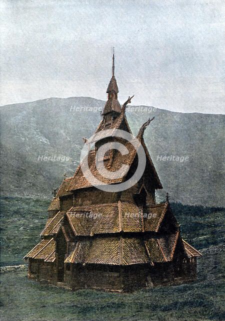 Borgund stave church, Sogn og Fjordane, Norway, c1890. Artist: L Boulanger