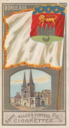 Bordeaux, from the City Flags series (N6) for Allen & Ginter Cigarettes Brands, 1887. Creator: Allen & Ginter