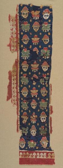 Border of Heads and Palmettes from a Large Hanging , 500s. Creator: Unknown