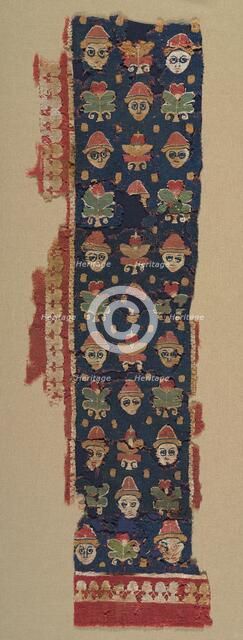 Border of Heads and Palmettes from a Large Hanging , 500s. Creator: Unknown.