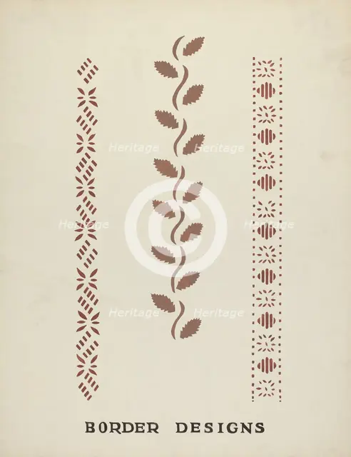 Border Designs from Proposed Portfolio "Maine Wall Stencils", 1935/1942. Creator: Mildred E Bent.