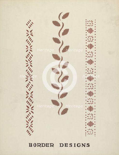 Border Designs from Proposed Portfolio "Maine Wall Stencils", 1935/1942. Creator: Mildred E Bent.