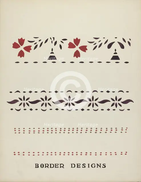 Border Designs From Proposed Portfolio "Maine Wall Stencils", 1935/1942. Creator: Mildred E Bent.