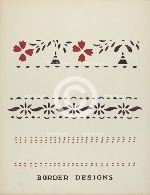 Border Designs From Proposed Portfolio "Maine Wall Stencils", 1935/1942. Creator: Mildred E Bent.