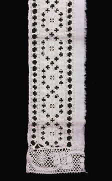 Border, Italy, 1575/1625 (straight lace: 1701/50). Creator: Unknown