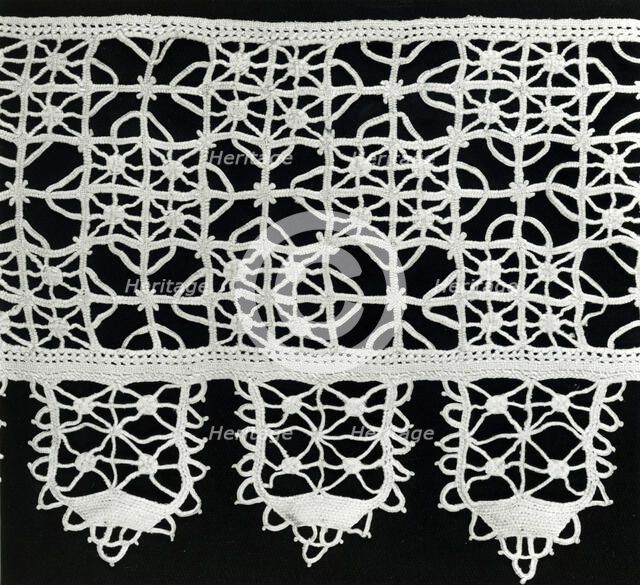 Border, Italy, 1875/1900 (reproduction of 16th century Reticello design). Creator: Unknown.