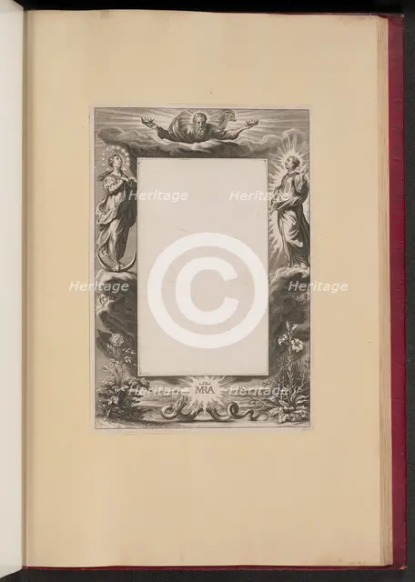 Border Illustration with God the Father, Two Saints, and a Serpent, 1613/1646. Creator: Unknown.
