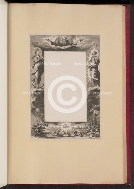 Border Illustration with God the Father, Two Saints, and a Serpent, 1613/1646. Creator: Unknown.