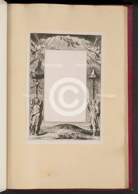 Border Illustration with the Ascension of Christ, Keys and Fish, 1613/1646. Creator: Unknown.