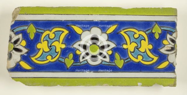 Border Tile With Vegetal Motif, Safavid dynasty (1501-1722), 17th/18th century. Creator: Unknown.