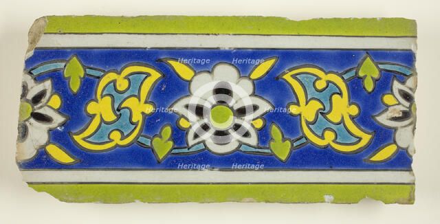Border Tile With Vegetal Motif, Safavid dynasty (1501-1722), 17th/18th century. Creator: Unknown.
