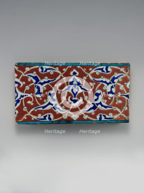 Border Tile with Split-Palmette Design, Turkey, ca. 1578. Creator: Unknown.