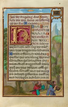 Border with Abraham and Isaac; Prayer Book of Cardinal Albrecht of Brandenburg, about 1525-1530. Creator: Simon Bening