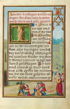 Border with Athaliah Ordering the Massacre of the King's Children, about 1525-1530. Creator: Simon Bening