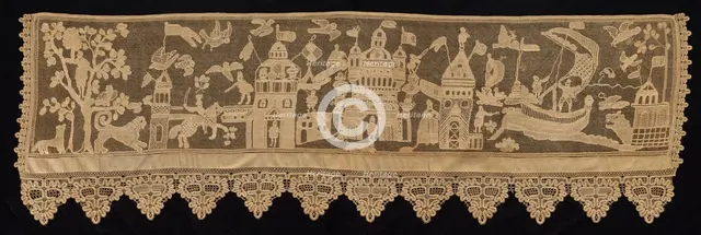 Border with Battle Scene, 18th century. Creator: Unknown.