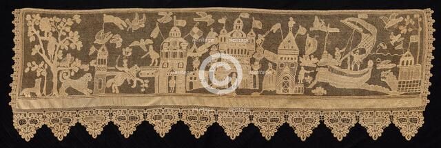 Border with Battle Scene, 18th century. Creator: Unknown.