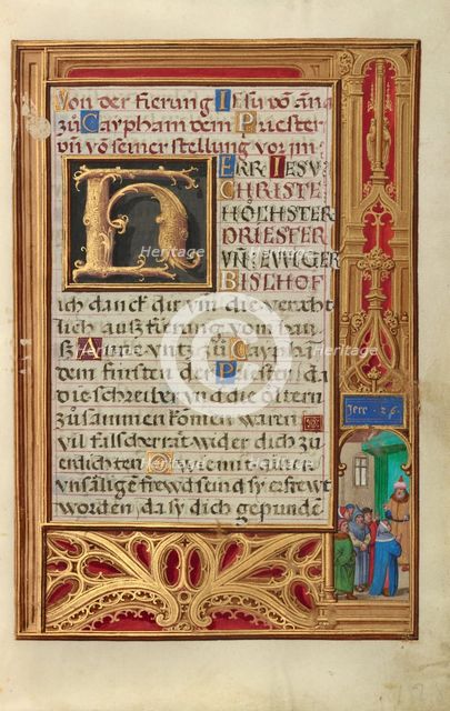 Border with Jeremiah before Johoiakim; Prayer Book of Cardinal Albrecht of Brand..., about 1525-1530 Creator: Simon Bening.