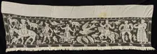 Border with Mounted and Standing Figures, Chariots, and Animals, 19th century. Creator: Unknown