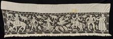 Border with Mounted and Standing Figures, Chariots, and Animals, 19th century. Creator: Unknown